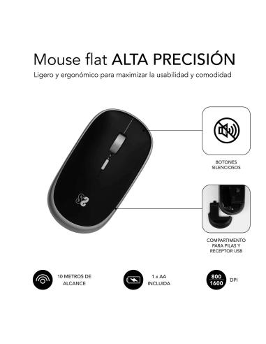 Subblim Wireless Mini Mouse Ratón Óptico Inalámbrico 1600 DPI Negro
