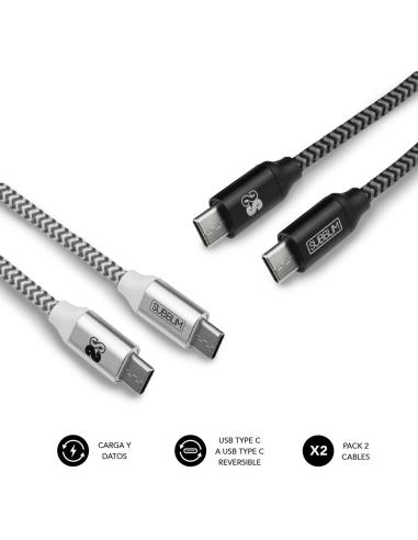 Subblim SUB-CAB-4CC001 Pack2 Cable USB-C  1M Negro/Plata