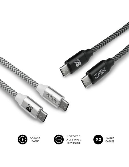 Subblim SUB-CAB-4CC001 Pack2 Cable USB-C  1M Negro/Plata