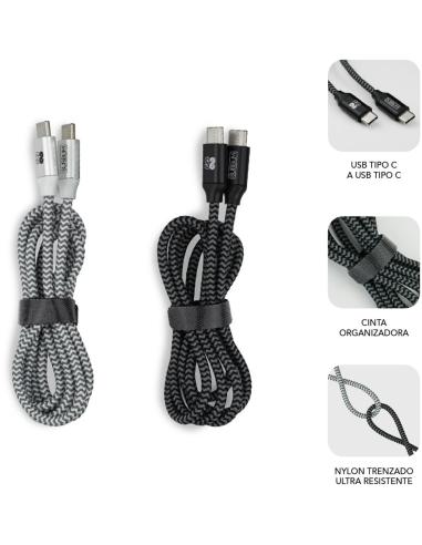 Subblim SUB-CAB-4CC001 Pack2 Cable USB-C  1M Negro/Plata