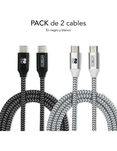 Subblim SUB-CAB-4CC001 Pack2 Cable USB-C  1M Negro/Plata