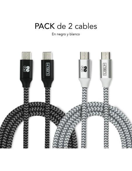 Subblim SUB-CAB-4CC001 Pack2 Cable USB-C  1M Negro/Plata