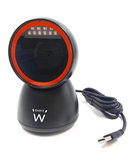 Ewent EW3450 Lector de Códigos de Barras 1D/2D/QR Manos Libres Negro
