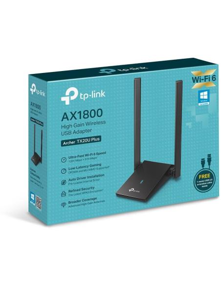 TP-Link Archer TX20U Plus Adaptador Inalámbrico USB AX1800 Wifi 6 Doble Banda Negro