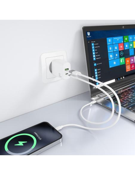 Aisens A110-0923 Cargador USB-A/USB-C 33W Carga Rápida Blanco