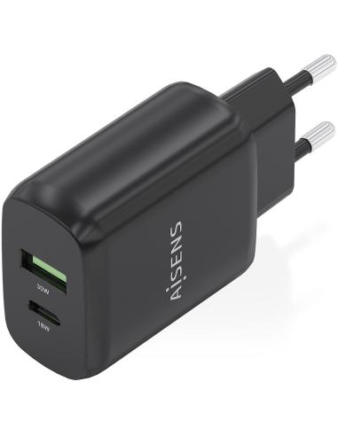 Aisens A110-0924 Cargador USB-A/USB-C 33W Carga Rápida Negro