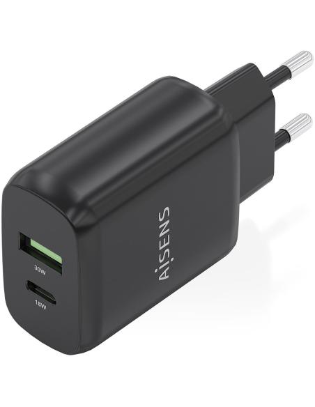 Aisens A110-0924 Cargador USB-A/USB-C 33W Carga Rápida Negro