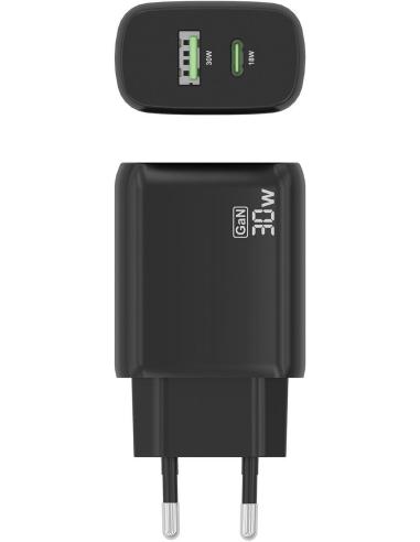 Aisens A110-0924 Cargador USB-A/USB-C 33W Carga Rápida Negro