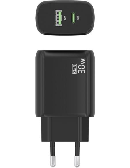 Aisens A110-0924 Cargador USB-A/USB-C 33W Carga Rápida Negro