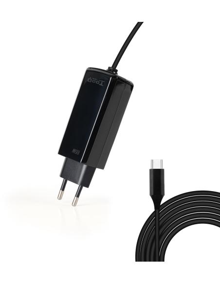 TooQ TQLC-USBCGAN65PD-C Cargador para Portátil 65W USB-C Negro