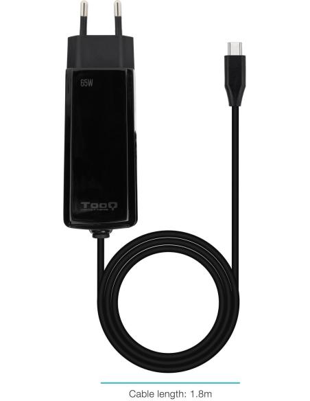 TooQ TQLC-USBCGAN65PD-C Cargador para Portátil 65W USB-C Negro