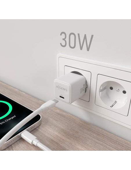 Aisens ASCH-30W1P035-W Cargador USB-C 33W Carga Rápida Blanca