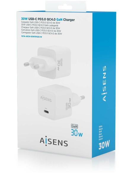 Aisens ASCH-30W1P035-W Cargador USB-C 33W Carga Rápida Blanca