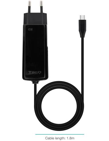TooQ TQLC-USBCGAN45PD-C Cargador de Portátil 45W USB-C Negro