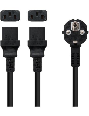 Nanocable 10.22.0100-L300 Cable de Alimentación CEE7/7 a x2 C13 Acoplador 3 M Negro