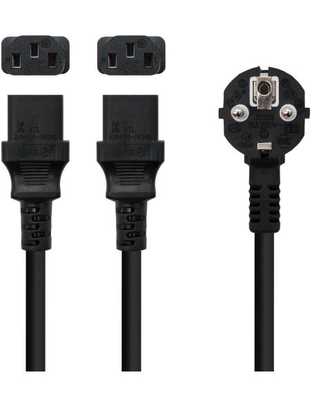 Nanocable 10.22.0100-L300 Cable de Alimentación CEE7/7 a x2 C13 Acoplador 3 M Negro