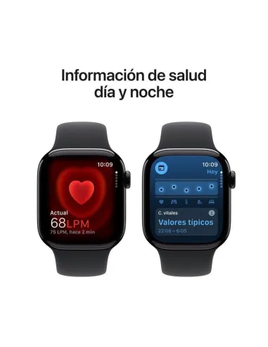 Apple Watch Series 10 GPS 42mm Caja Aluminio Negro Azabache con Correa Deportiva Negra M/L
