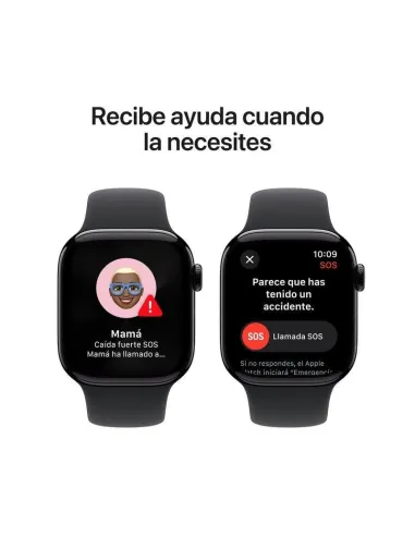 Apple Watch Series 10 GPS 42mm Caja Aluminio Negro Azabache con Correa Deportiva Negra M/L