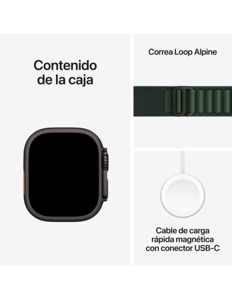 Apple Watch Ultra 2 GPS + Cellular 49mm Caja Negra Titanio con Correa Alpine Loop L Verde Oscuro