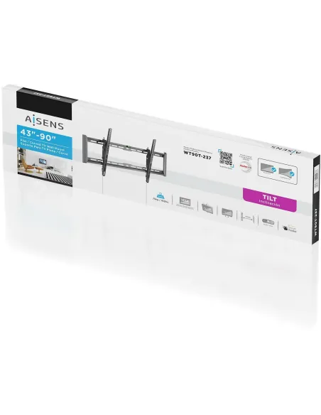 Aisens WT90T-237 Soporte de Pared para Monitor/TV 43"-90" Máx. 75 KG Negro