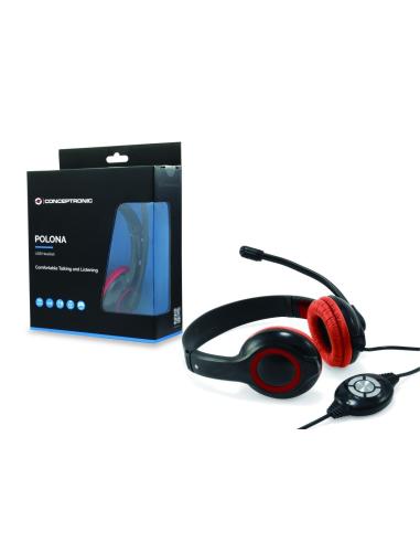 Conceptronic CCHATSTARU2R Auriculares USB-A Negros