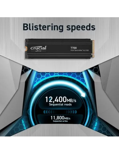 Crucial T700 2TB SSD PCIe Gen5 NVMe M.2 con Disipador Térmico