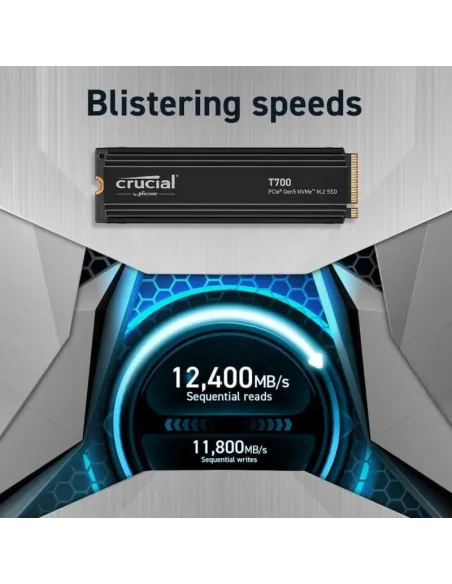 Crucial T700 2TB SSD PCIe Gen5 NVMe M.2 con Disipador Térmico