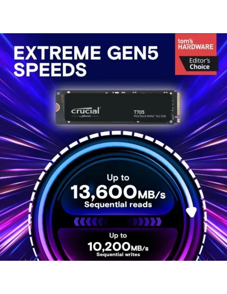 Crucial T705 1TB SSD PCIe Gen5 NVMe M.2