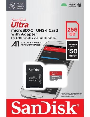 SanDisk Ultra microSDXC 256GB UHS-I A1 Clase 10 con Adaptador