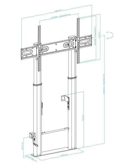 Tooq FS2290HM-B Soporte Suelo/Pared para Monitor/TV 60-100" Máx. 100 Kg