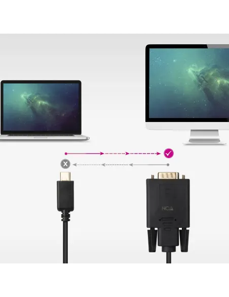 Nanocable 10.15.5202 Adaptador VGA a USB-C 1.8M Negro