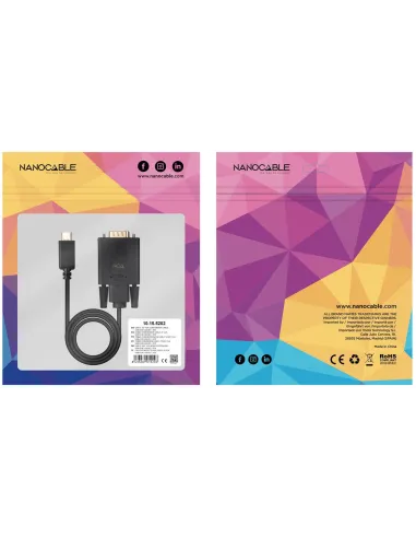 Nanocable 10.15.5202 Adaptador VGA a USB-C 1.8M Negro