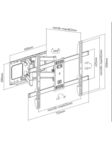 Equip 650335 Soporte de Pared para Monitor/TV de 37-80" Máx. 60KG Negro