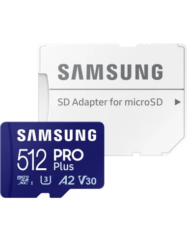 Samsung PRO Plus MicroSDXC 512GB UHS-I U3 A2 V30 Clase 10 con Adaptador SD