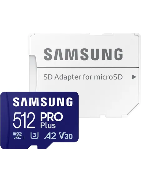 Samsung PRO Plus MicroSDXC 512GB UHS-I U3 A2 V30 Clase 10 con Adaptador SD