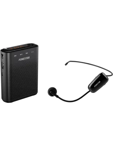 Fonestar ALTA-VOZ-W30 Amplificador de Voz Portátil USB/MicroSD/MP3 con Micrófono Inalámbrico Negro