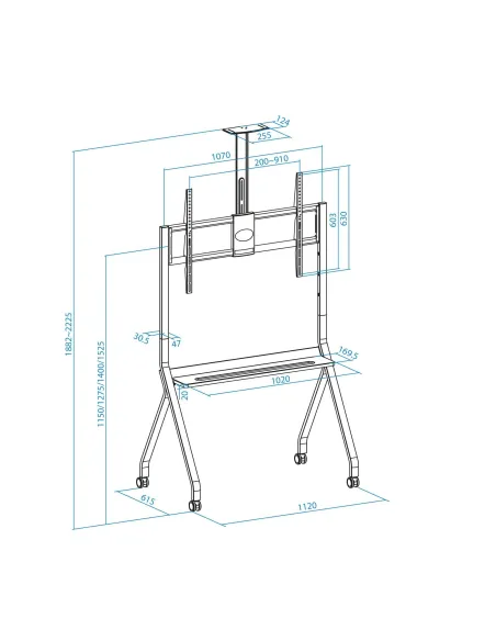 TooQ FS20208M-B IStar Soporte de Suelo con Ruedas 55"-100" Máx. 120Kg Negro