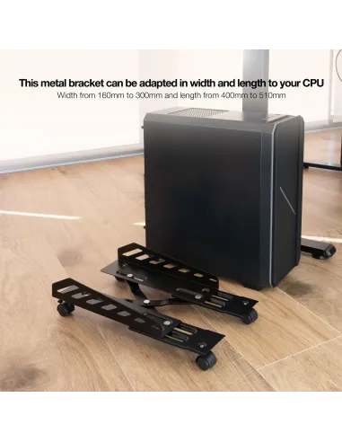 TooQ UMCS0024-B Soporte para CPU con Ruedas Hasta 25Kg Negro