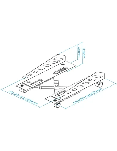 TooQ UMCS0024-B Soporte para CPU con Ruedas Hasta 25Kg Negro