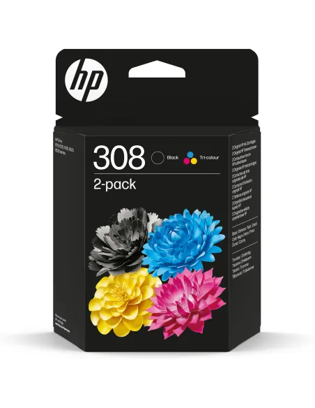 HP 6L6S6UE Paquete de 2 Cartuchos de Tinta Original 308 Negra/Tricolor