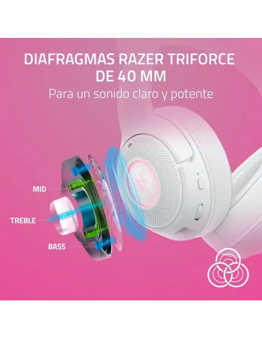 Razer Kraken Kitty V2 BT Auriculares RGB Gaming Inalámbricos Blancos