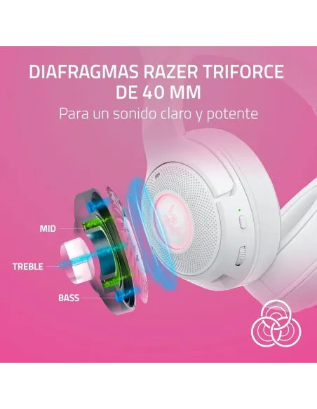 Razer Kraken Kitty V2 BT Auriculares RGB Gaming Inalámbricos Blancos
