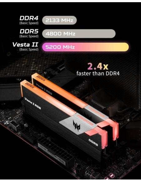 Acer Predator Vesta II RGB DDR5 6000MHz 32GB 2x16GB CL34 AMD EXPO e Intel XMP