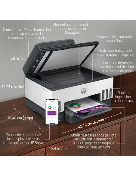 HP Smart Tank 7605 Impresora Multifunción Color WiFi Dúplex Fax