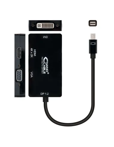 Nanocable 10.16.3302-BK Conversor Mini DisplayPort a VGA/DVI/HDMI 15cm Negro