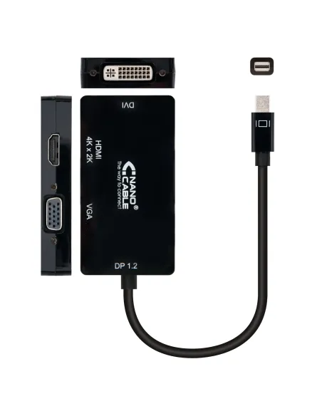 Nanocable 10.16.3302-BK Conversor Mini DisplayPort a VGA/DVI/HDMI 15cm Negro