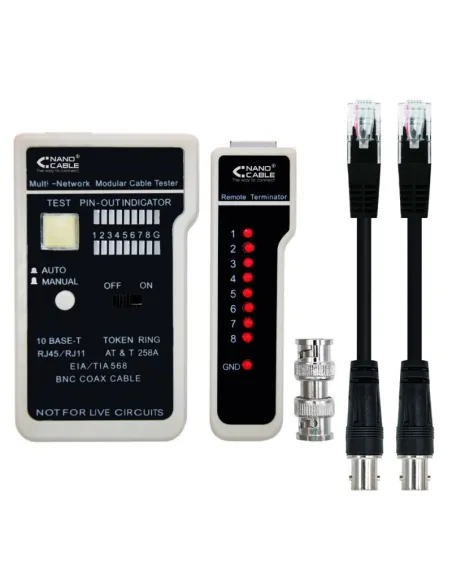 Nanocable Testeador para Cable RJ11/RJ12/RJ45/Coaxial