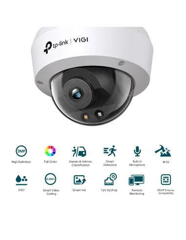 TP-Link VIGI C230 Cámara de Videovigilancia de Exterior Tipo Domo IP67 2.8mm 3MP Blanca
