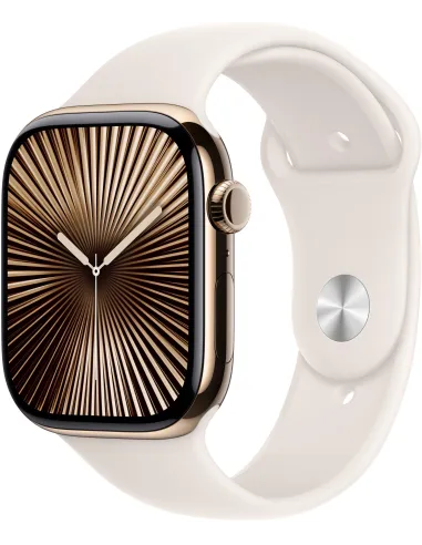 Apple Watch Series 10 46mm Caja Titanio Oro con Correa Deportiva Blanco Estrella S/M