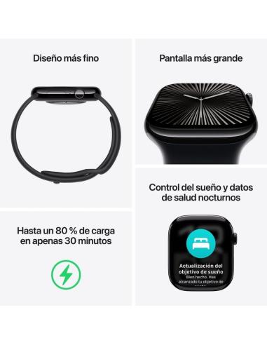 Apple Watch Series 10 GPS 42mm Caja Aluminio Negro Azabache con Correa Deportiva Negra S/M